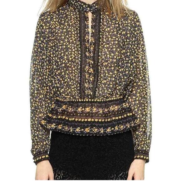 Free People Tops - Free People If I Had You Floral Beaded Top Size M Embellished Boho Cottagecore